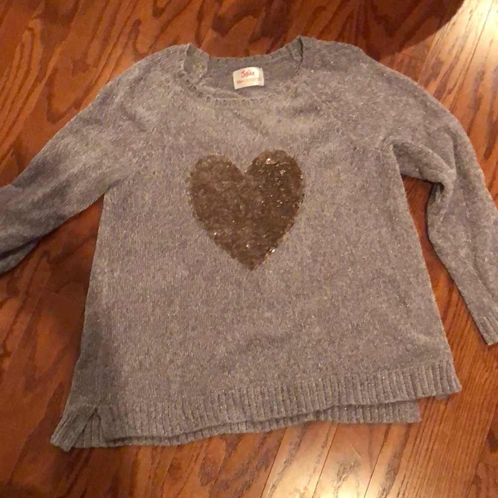 Grey sweater with flip sequin heart from Justice size 24